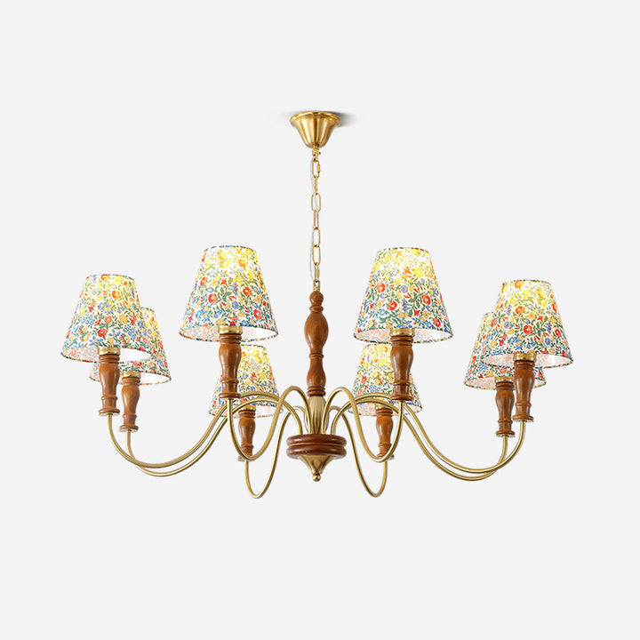 Muto Lampadario con Fiori in Tessuto Stile Rustico