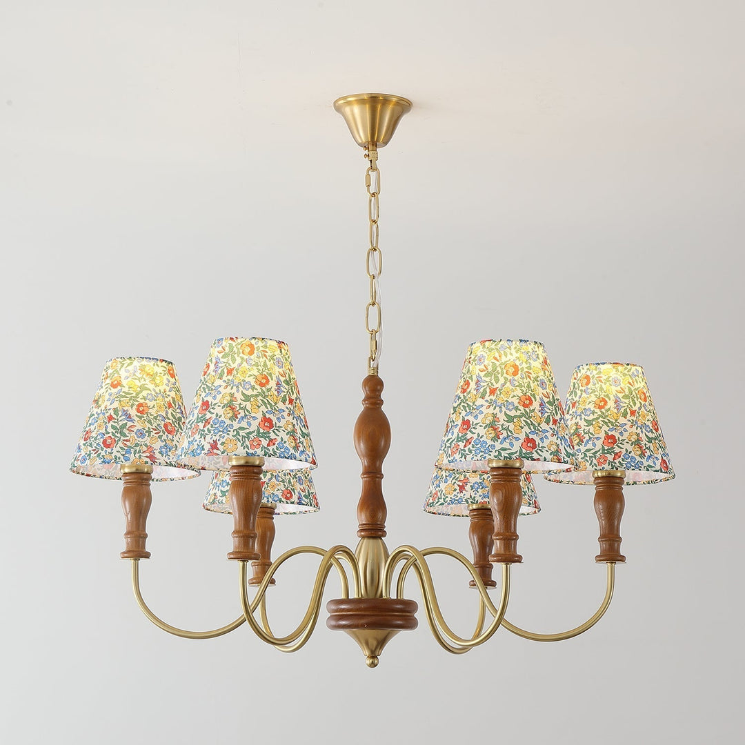 Muto Lampadario con Fiori in Tessuto Stile Rustico