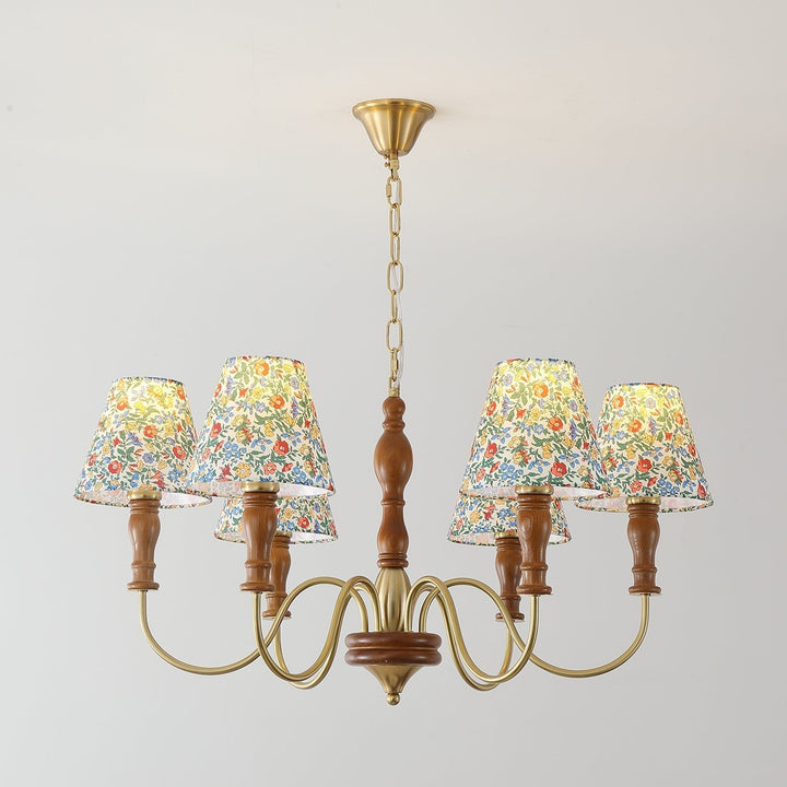 Muto Lampadario con Fiori in Tessuto Stile Rustico