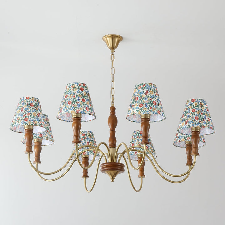 Muto Lampadario con Fiori in Tessuto Stile Rustico