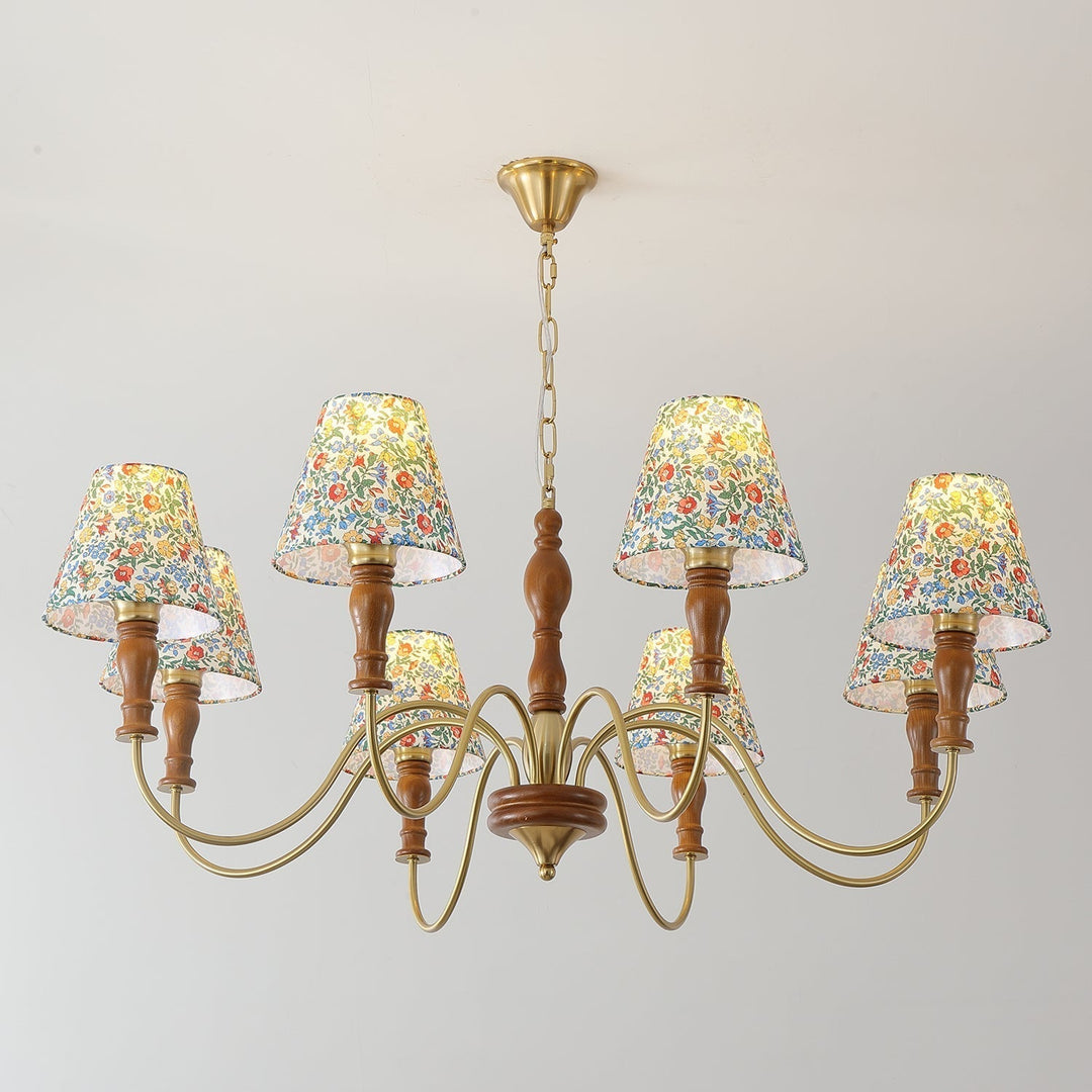 Muto Lampadario con Fiori in Tessuto Stile Rustico