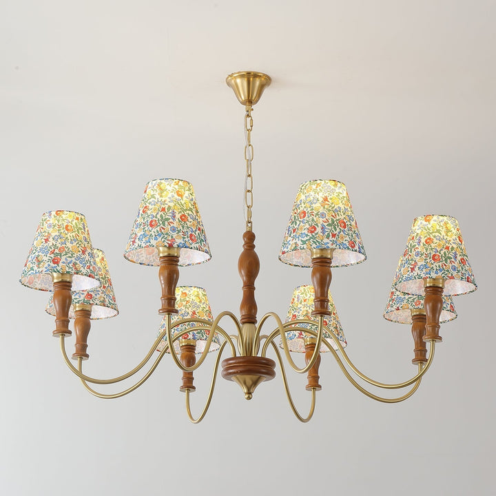 Muto Lampadario con Fiori in Tessuto Stile Rustico