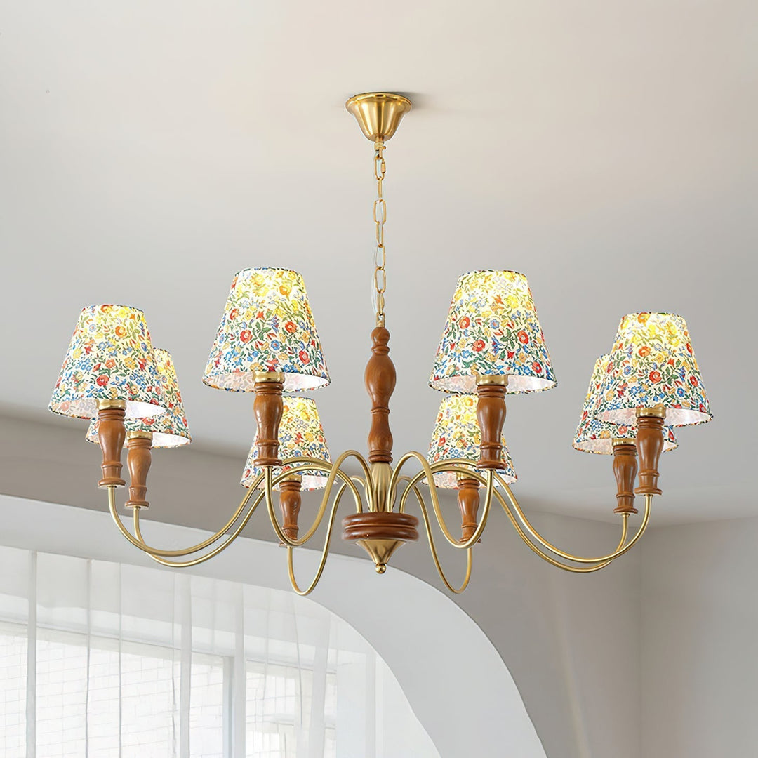 Muto Lampadario con Fiori in Tessuto Stile Rustico