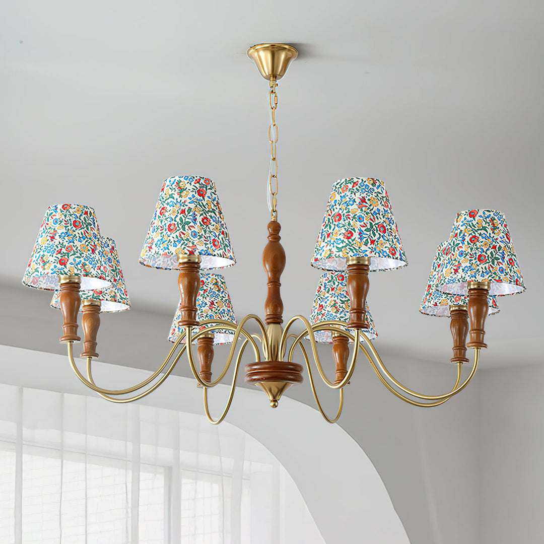 Muto Lampadario con Fiori in Tessuto Stile Rustico
