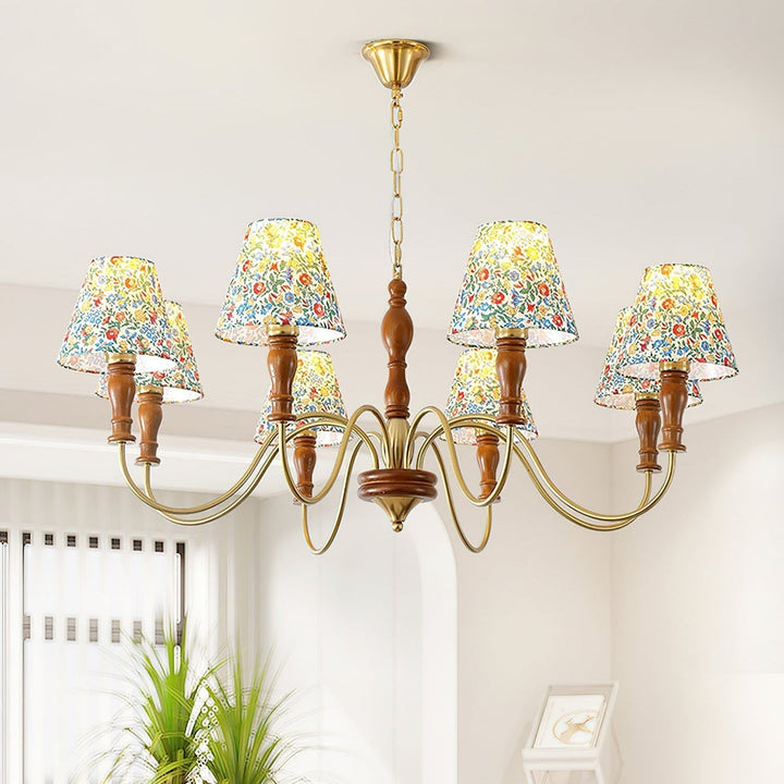 Muto Lampadario con Fiori in Tessuto Stile Rustico