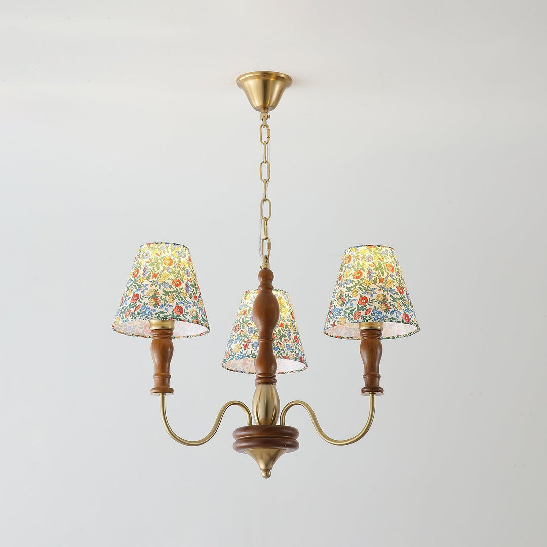 Muto Lampadario con Fiori in Tessuto Stile Rustico