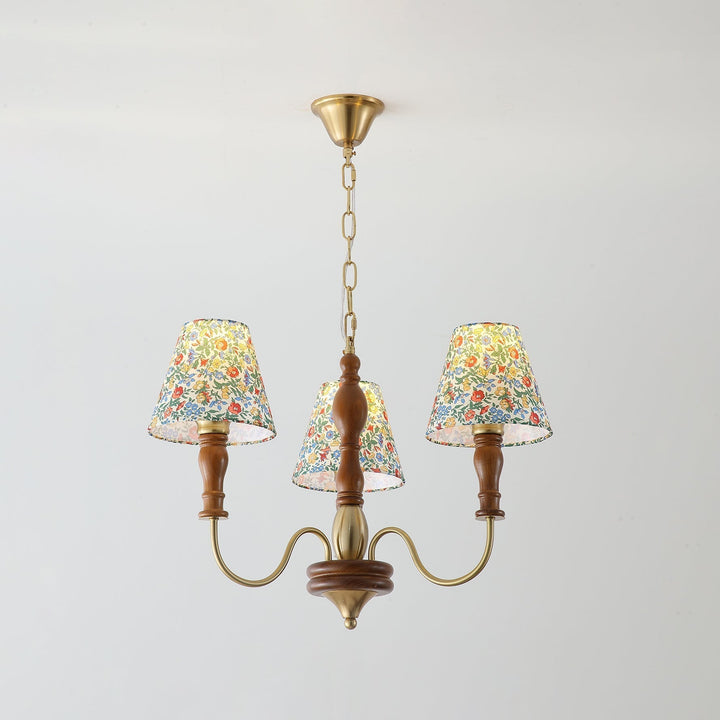 Muto Lampadario con Fiori in Tessuto Stile Rustico