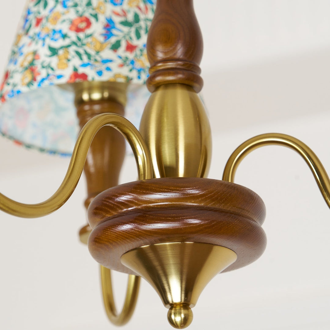 Muto Lampadario con Fiori in Tessuto Stile Rustico