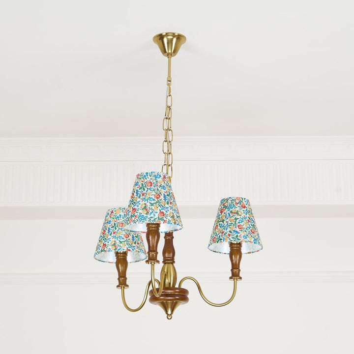 Muto Lampadario con Fiori in Tessuto Stile Rustico