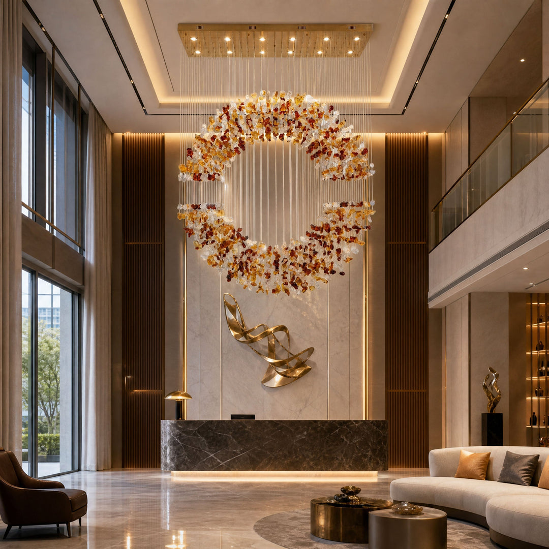 Amber Crystal Halo lampadario