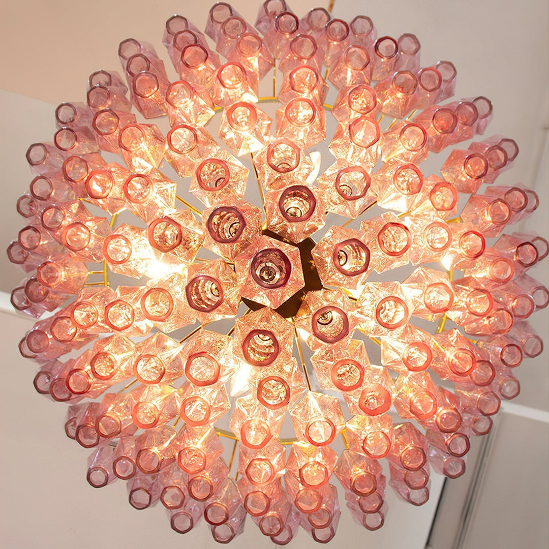 Rosalique lampadario in vetro
