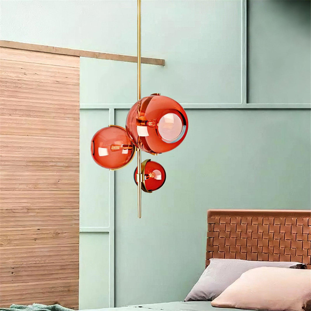 Eiruira lampadario sfera in vetro ambra