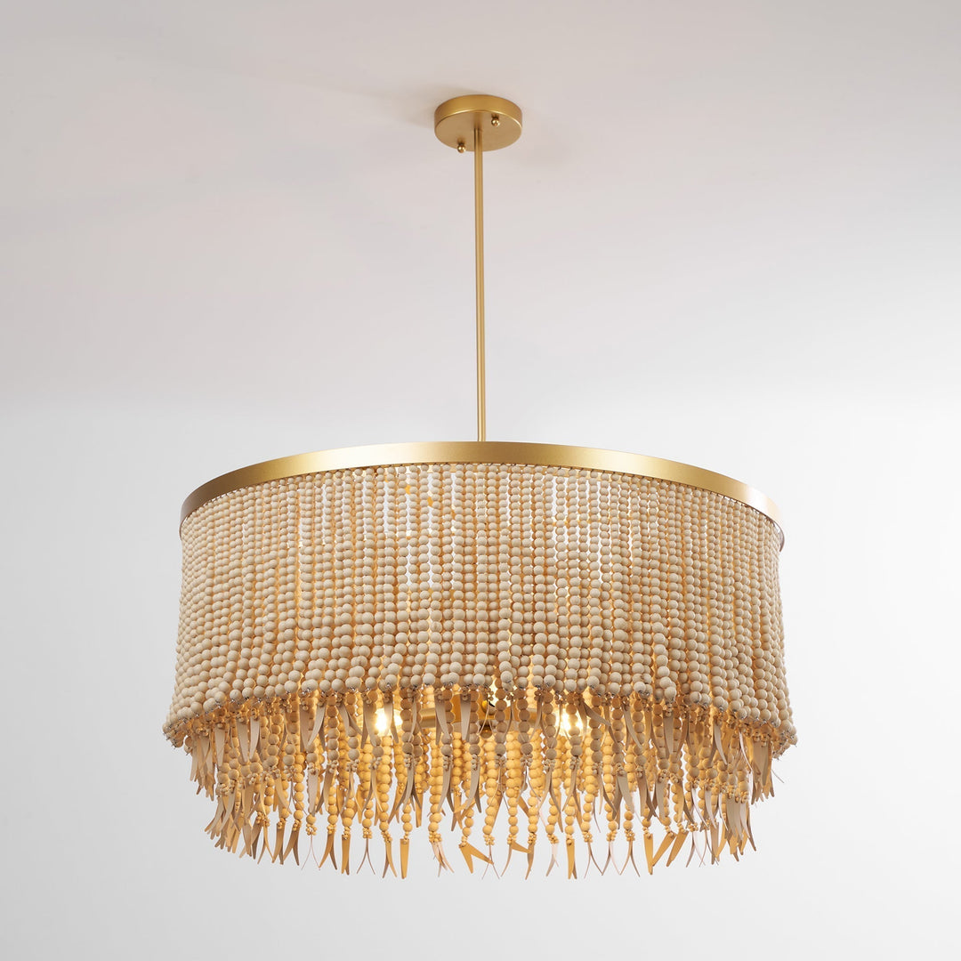 Silva Lampadario in Legno e Perline di Cocco