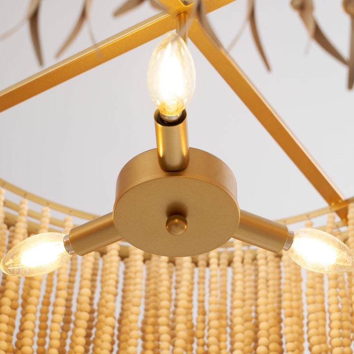 Silva Lampadario in Legno e Perline di Cocco
