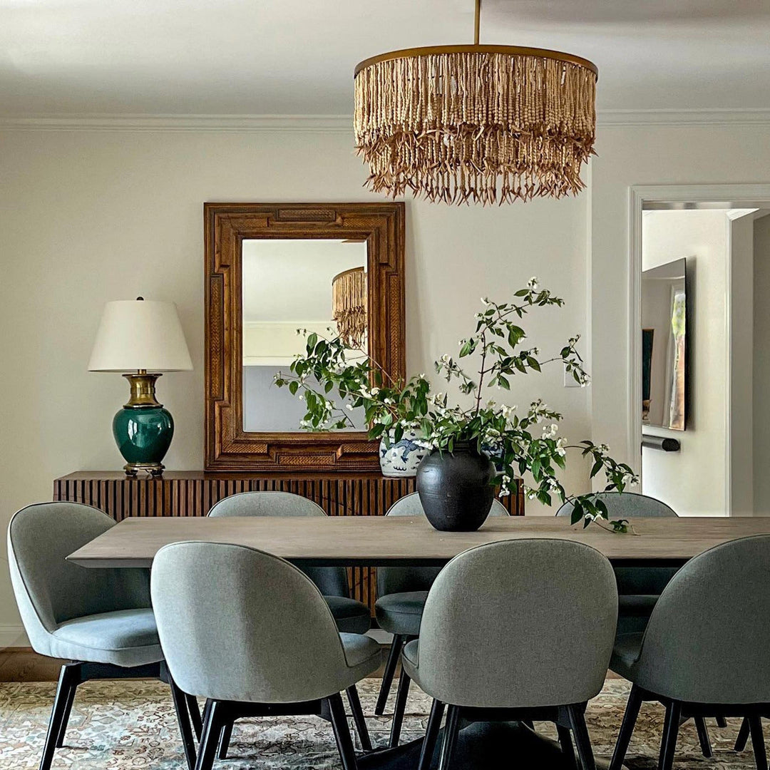 Silva Lampadario in Legno e Perline di Cocco