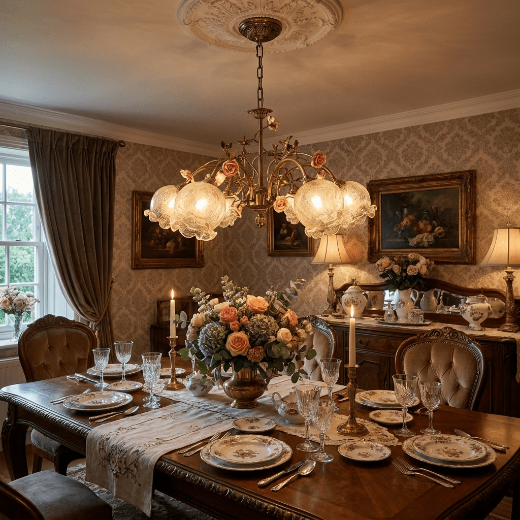 Rosavelle in ottone lampadario