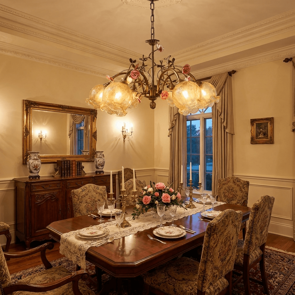 Rosavelle in ottone lampadario