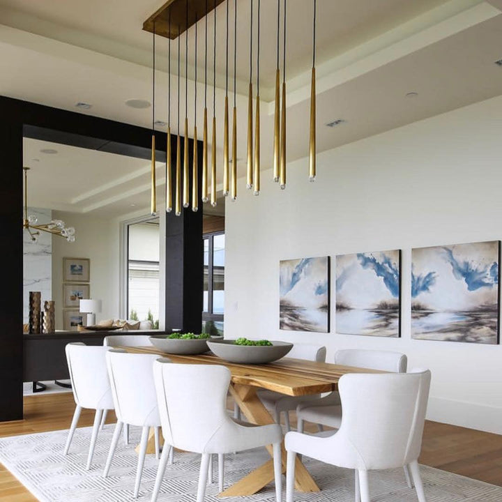 Lampadario con Paralume in Cristallo e ottone Lucido minimalista