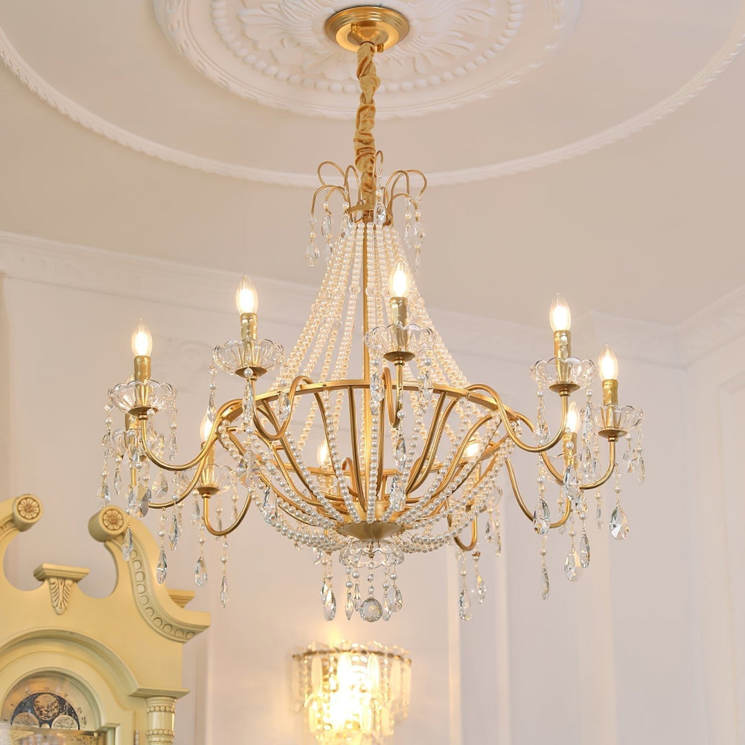 Eurvaros lampadario vintage in ottone con Cristallo