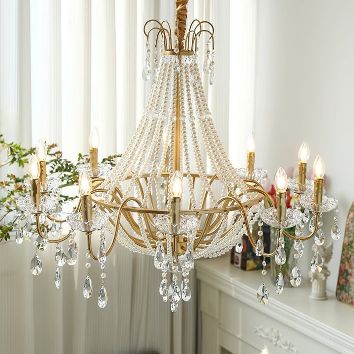 Eurvaros lampadario vintage in ottone con Cristallo