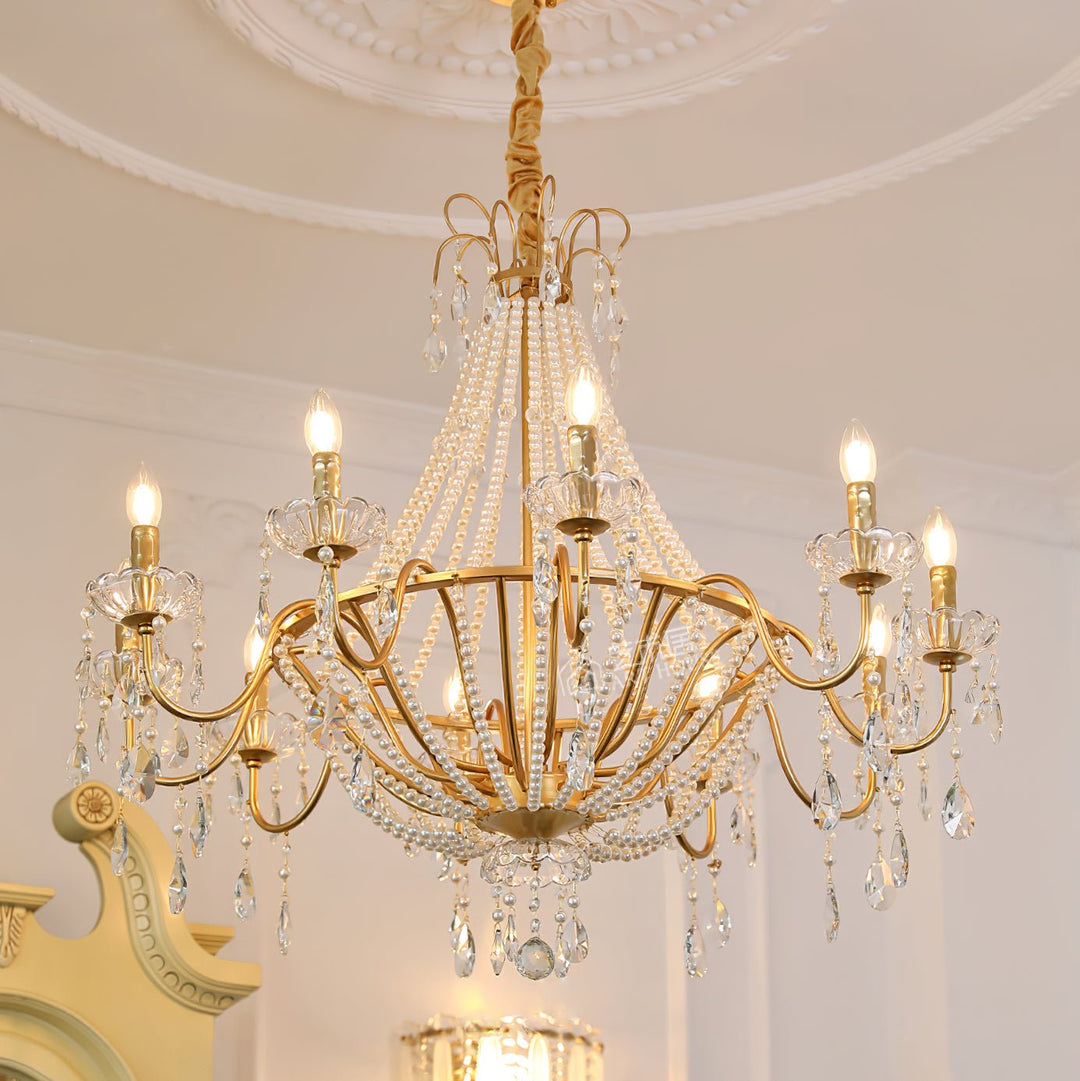 Eurvaros lampadario vintage in ottone con Cristallo