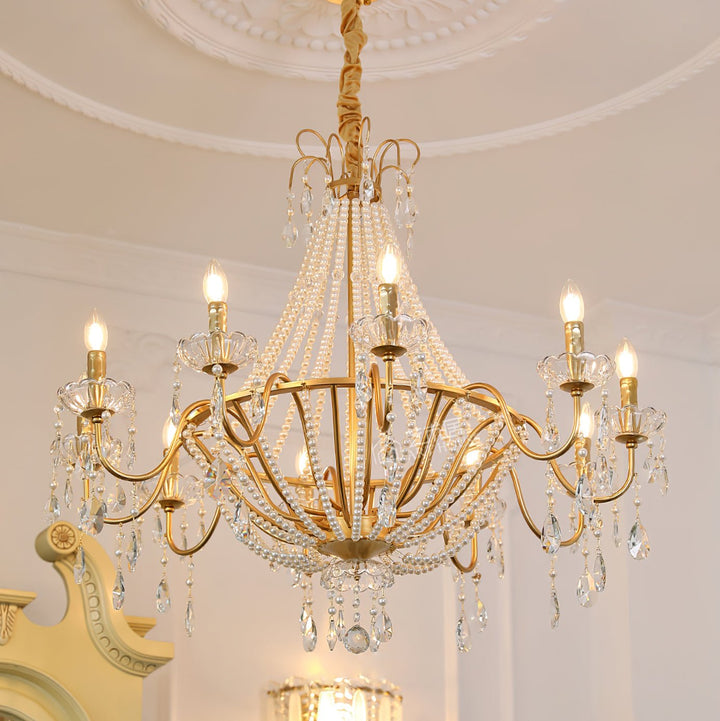 Eurvaros lampadario vintage in ottone con Cristallo