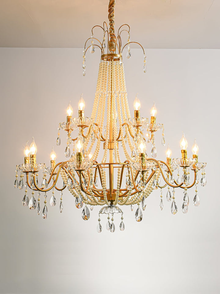 Eurvaros lampadario vintage in ottone con Cristallo