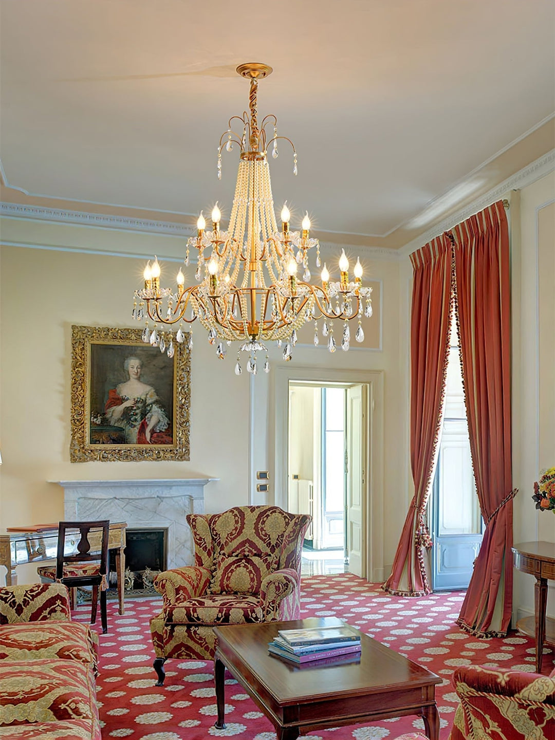 Eurvaros lampadario vintage in ottone con Cristallo