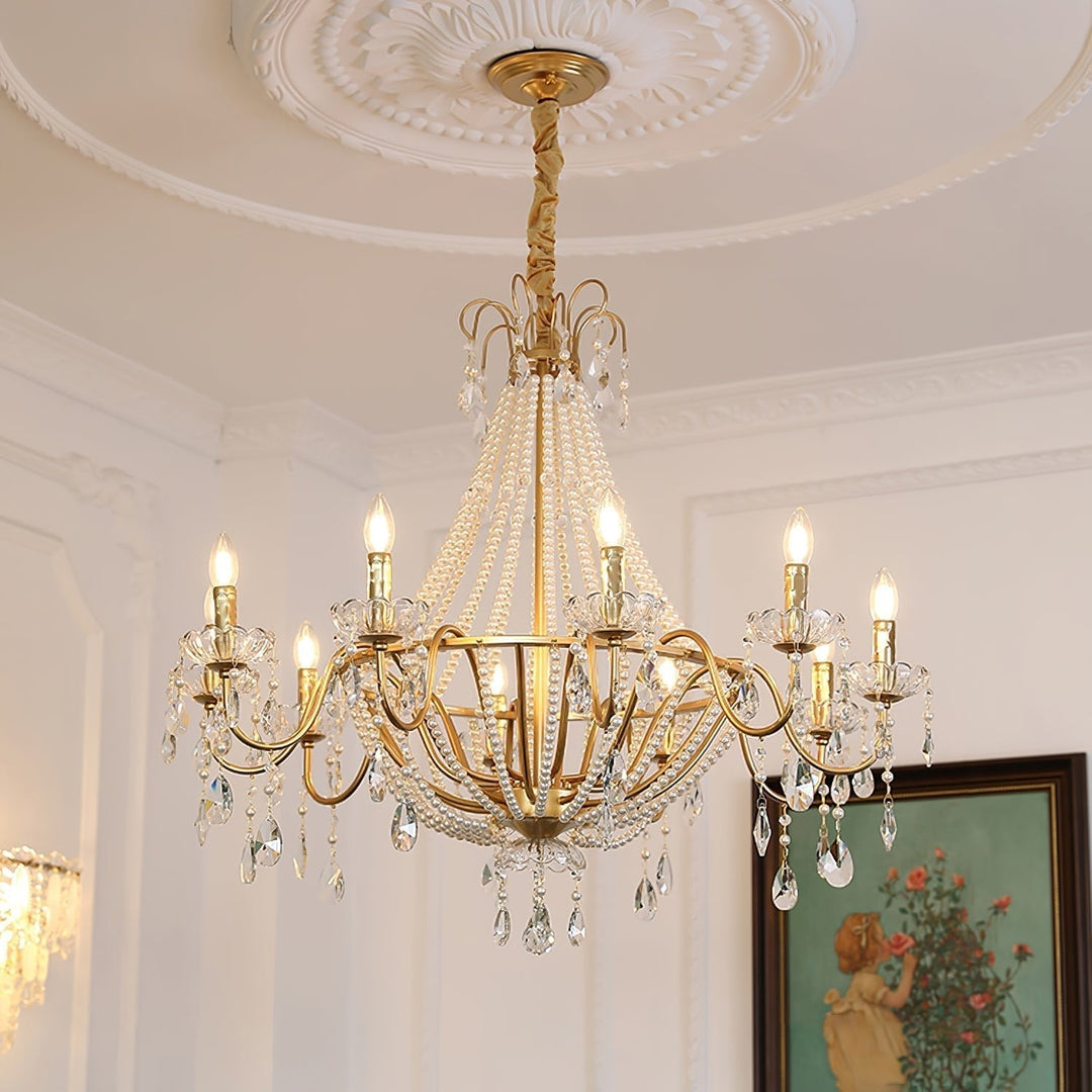 Eurvaros lampadario vintage in ottone con Cristallo