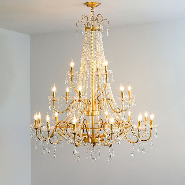 Eurvaros lampadario vintage in ottone con Cristallo