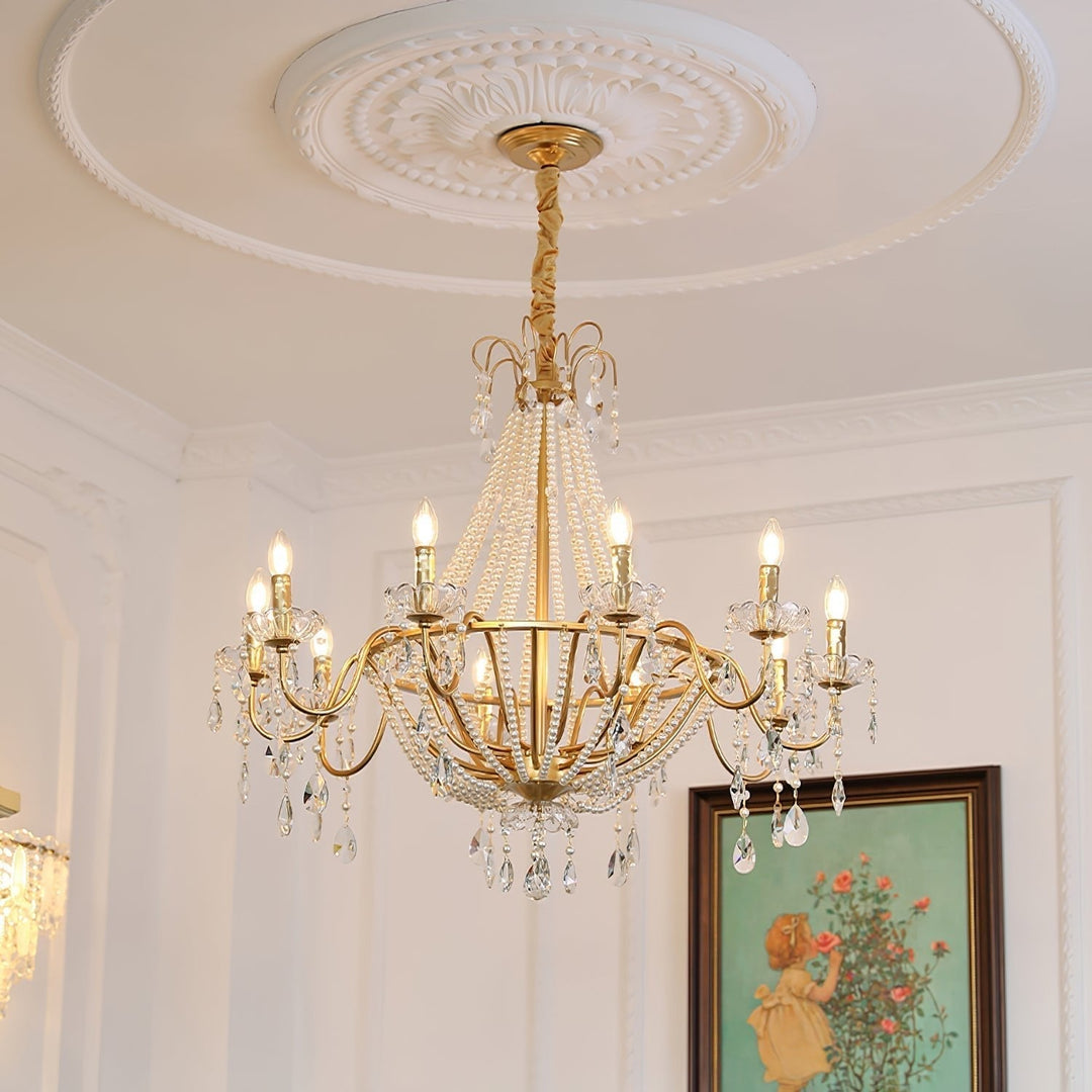 Eurvaros lampadario vintage in ottone con Cristallo