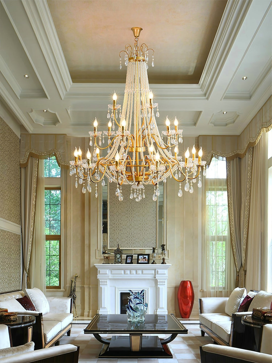 Eurvaros lampadario vintage in ottone con Cristallo