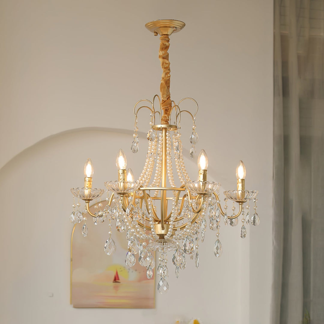 Eurvaros lampadario vintage in ottone con Cristallo