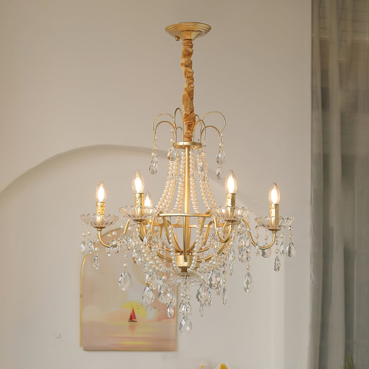 Eurvaros lampadario vintage in ottone con Cristallo