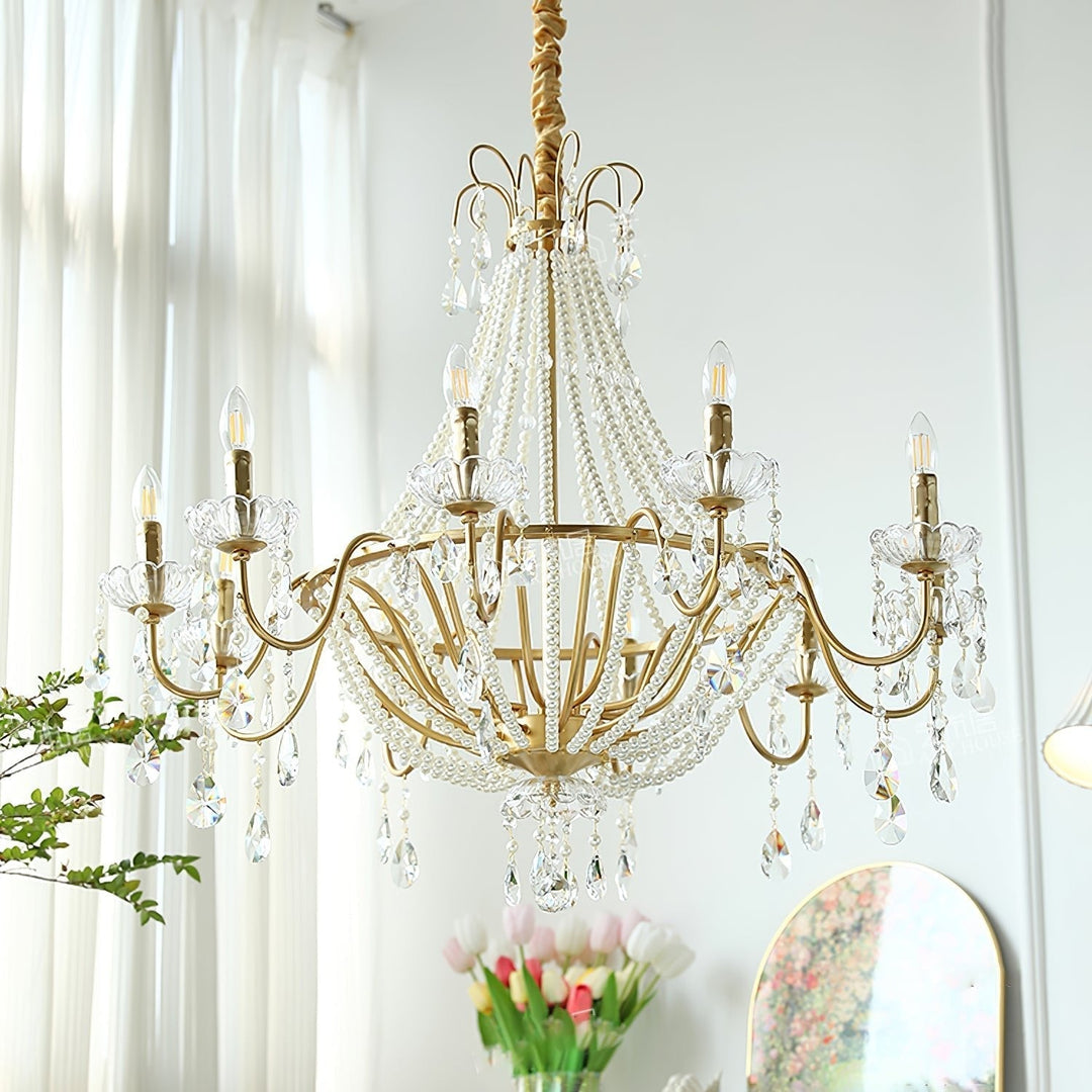 Eurvaros lampadario vintage in ottone con Cristallo