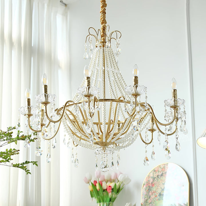 Eurvaros lampadario vintage in ottone con Cristallo