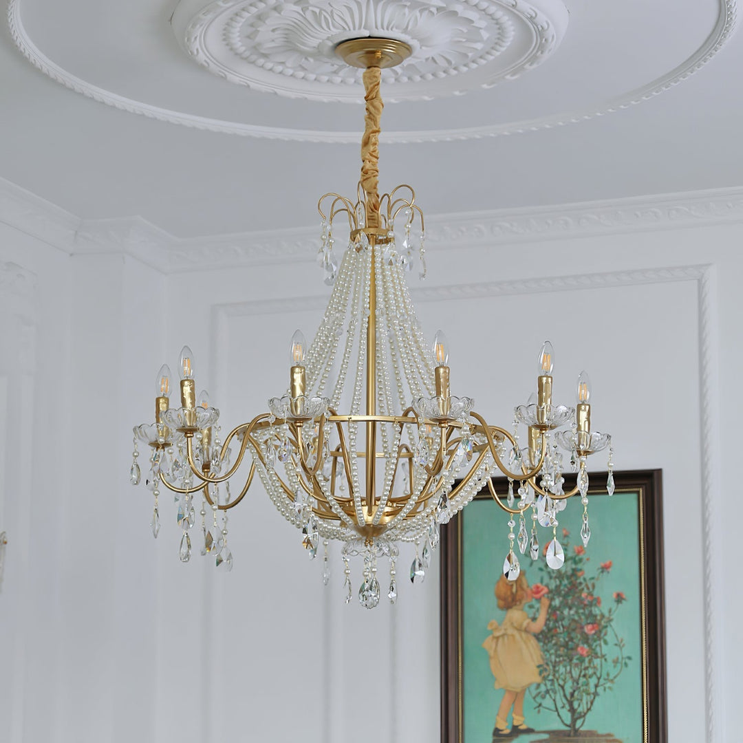 Eurvaros lampadario vintage in ottone con Cristallo