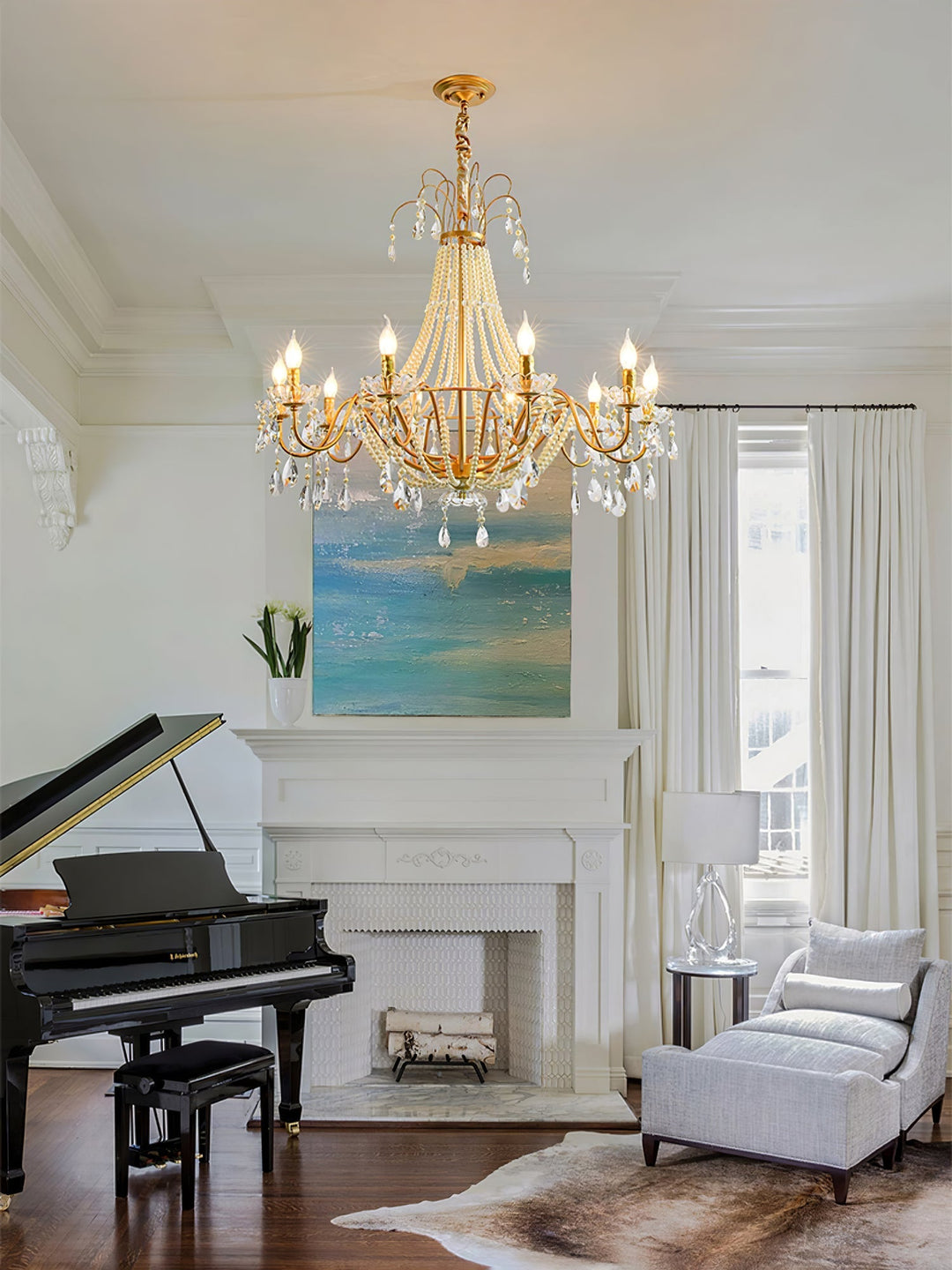 Eurvaros lampadario vintage in ottone con Cristallo