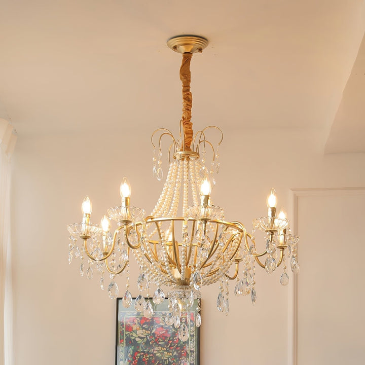 Eurvaros lampadario vintage in ottone con Cristallo
