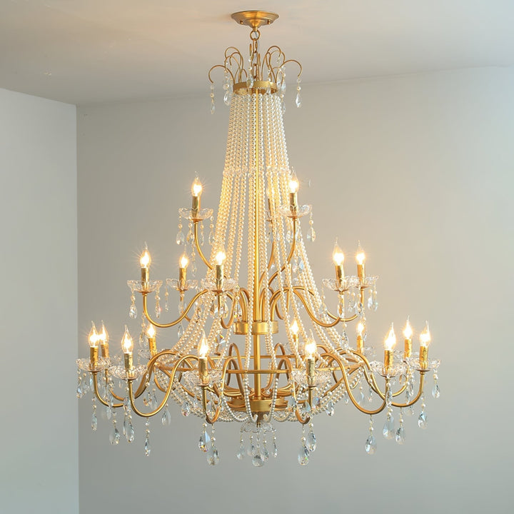 Eurvaros lampadario vintage in ottone con Cristallo