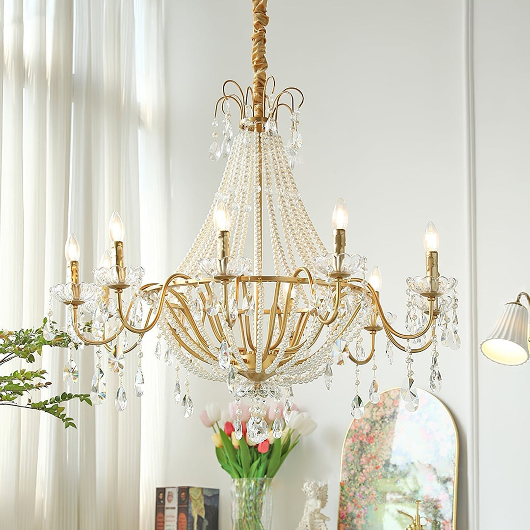Eurvaros lampadario vintage in ottone con Cristallo