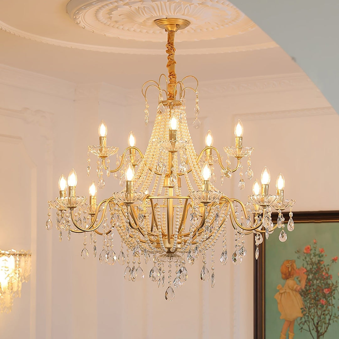 Eurvaros lampadario vintage in ottone con Cristallo