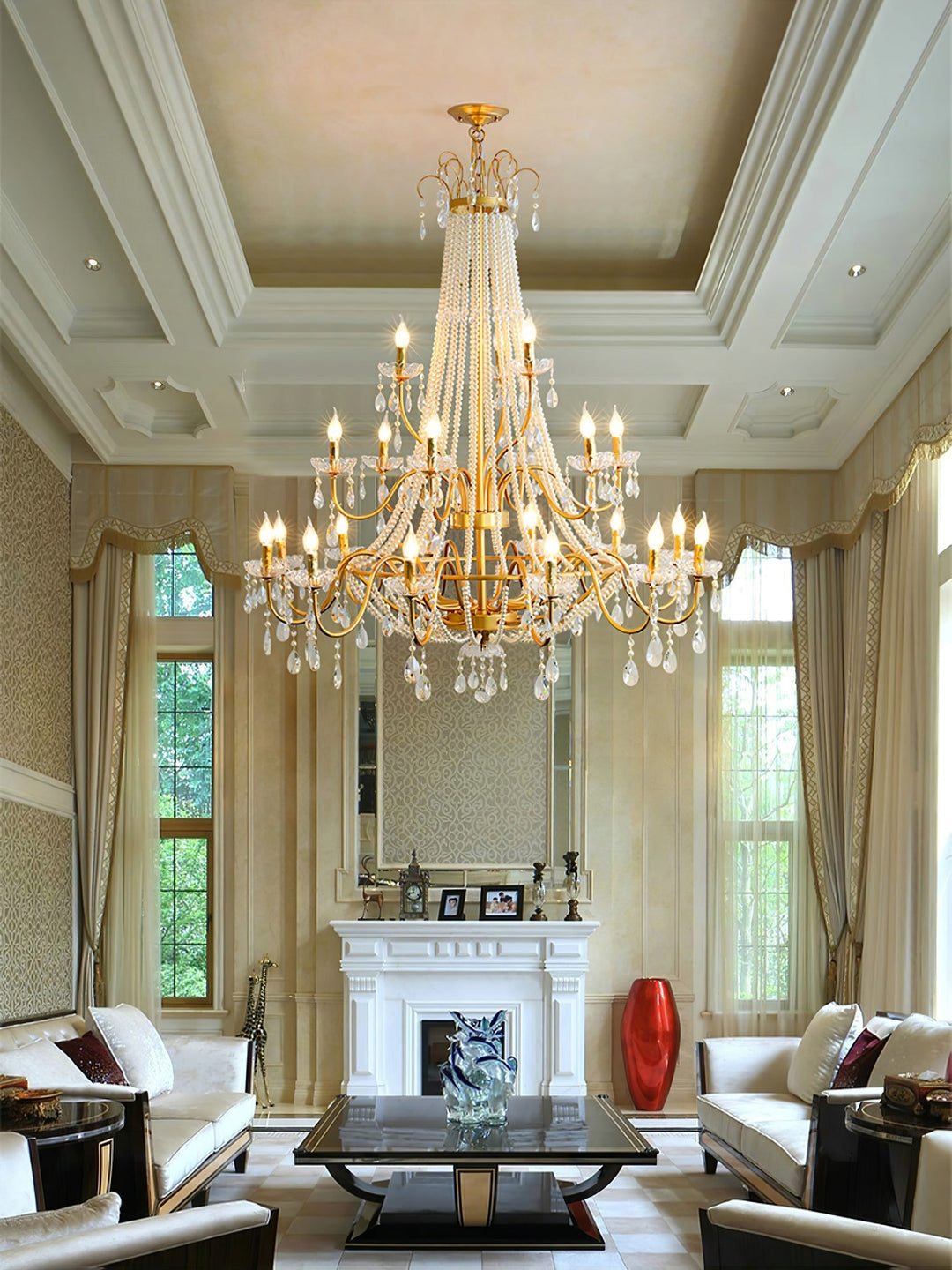 Eurvaros lampadario vintage in ottone con Cristallo