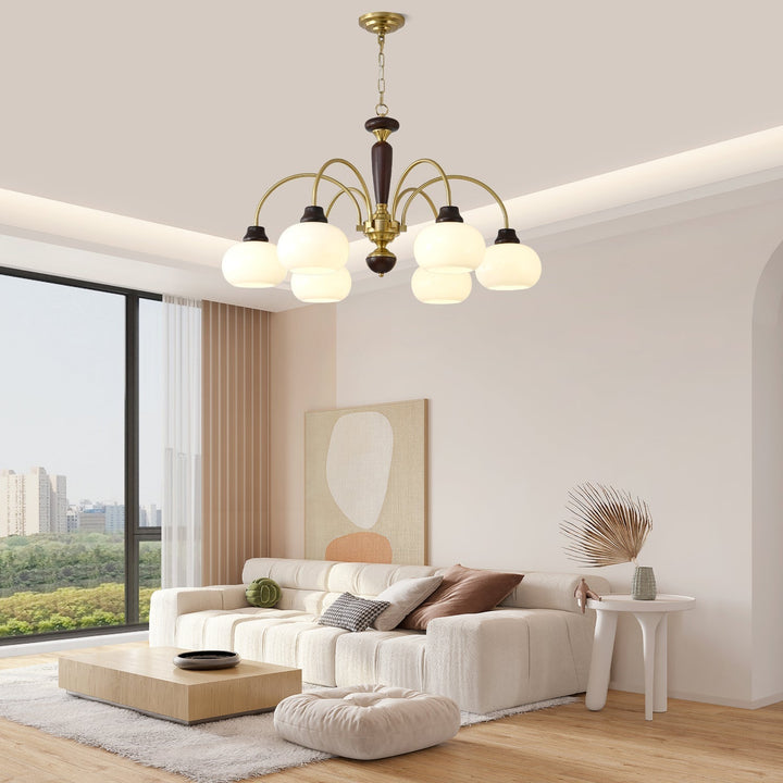 Noraneon lampadario Arched globo con Paralume bianco