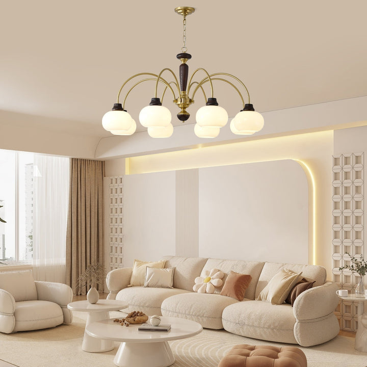 Noraneon lampadario Arched globo con Paralume bianco