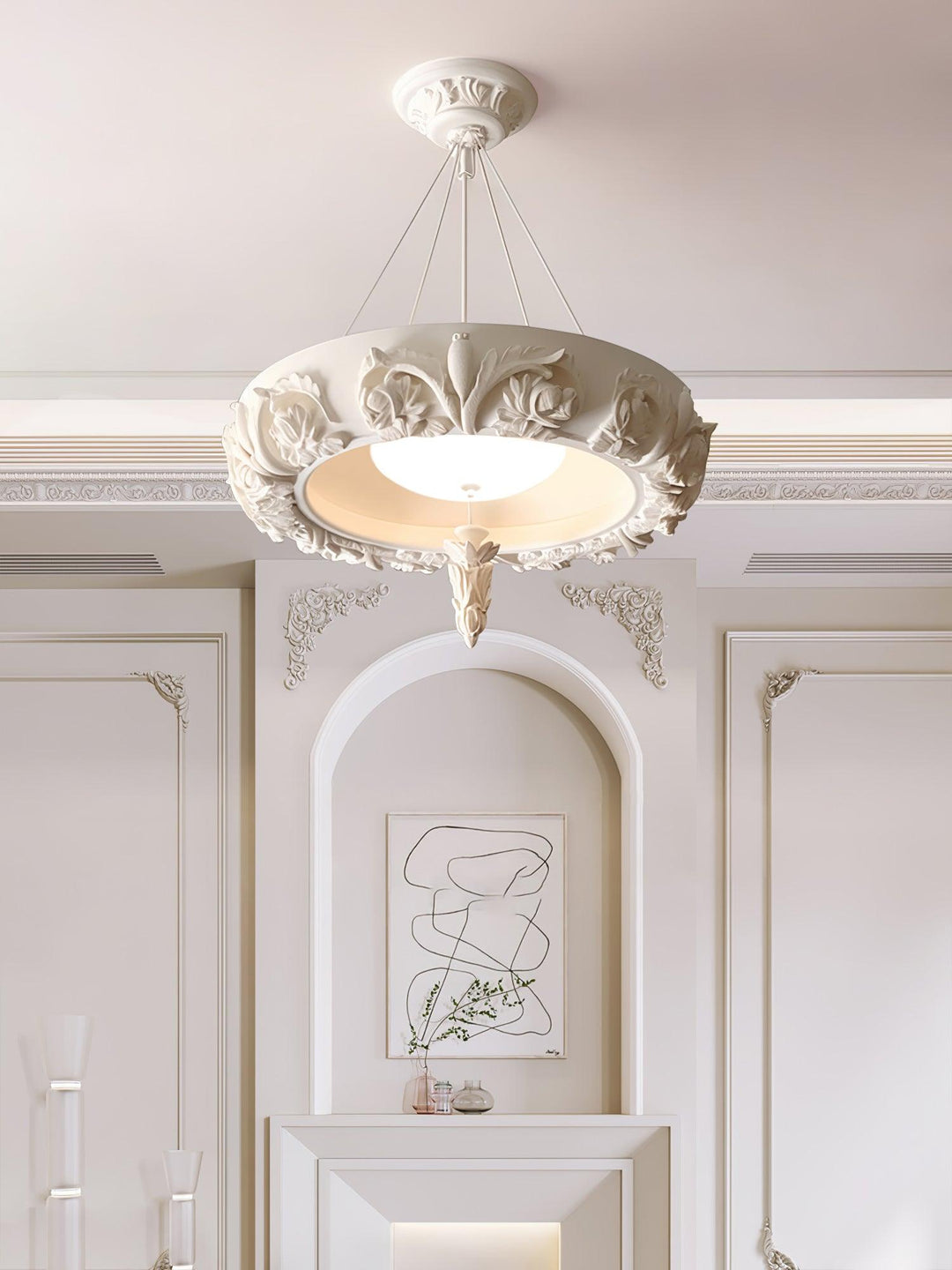 Rococo lampadario in composito di gesso e