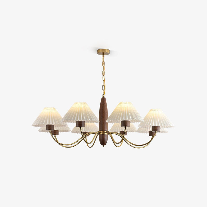 Rinalira lampadario in noce e ottone elegante