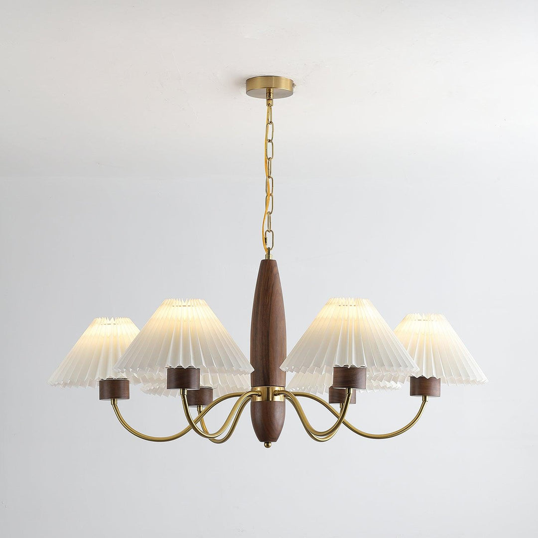 Rinalira lampadario in noce e ottone elegante