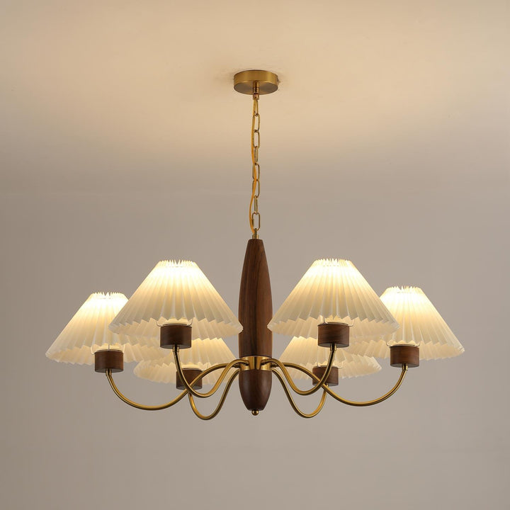 Rinalira lampadario in noce e ottone elegante