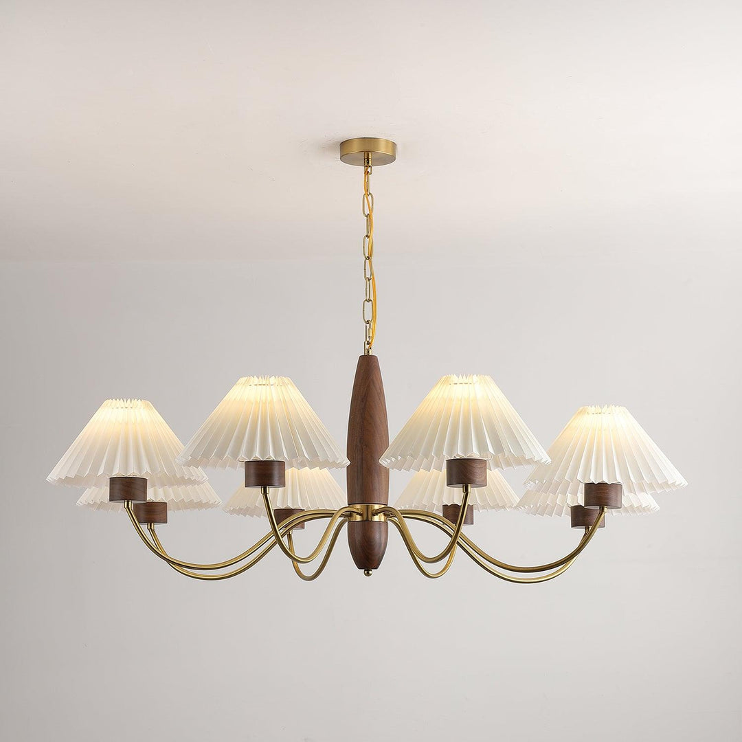 Rinalira lampadario in noce e ottone elegante